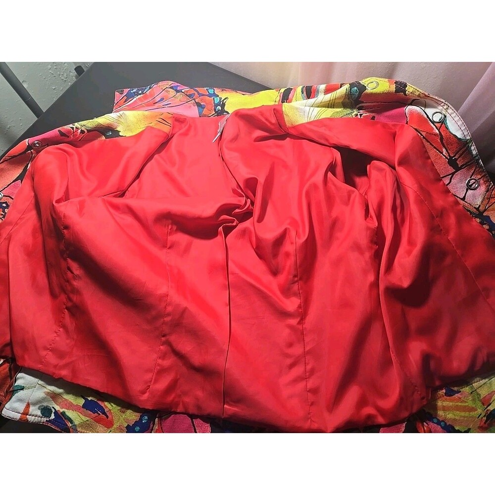 Chico's Colorful Floral Watercolor Artsy Lined Cropped Jacket Size XS 0/4 - Picture 11 of 14
